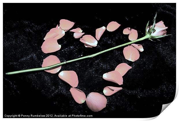 pink petal heart Print by Elouera Photography