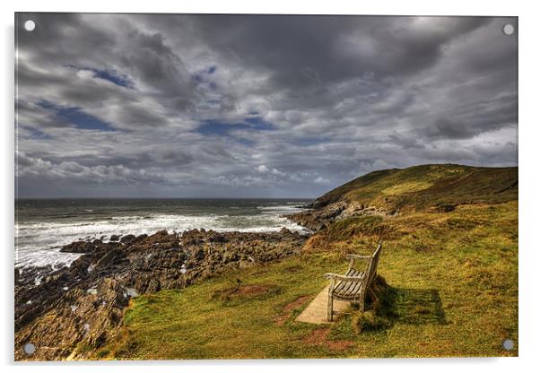The Bench on Baggy Point Acrylic by Mike Gorton