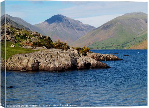 Wast Water and Great Gable Canvas Print by Steven Watson