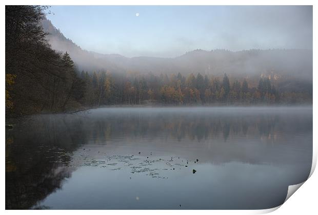 Misty Lake Bled Print by Ian Middleton