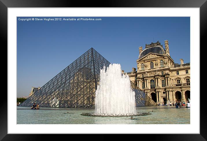 Water, Glass, Stone, The Louvre Framed Mounted Print by Steve Hughes