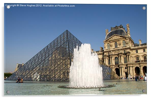 Water, Glass, Stone, The Louvre Acrylic by Steve Hughes