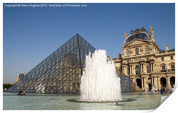 Water, Glass, Stone, The Louvre Print by Steve Hughes