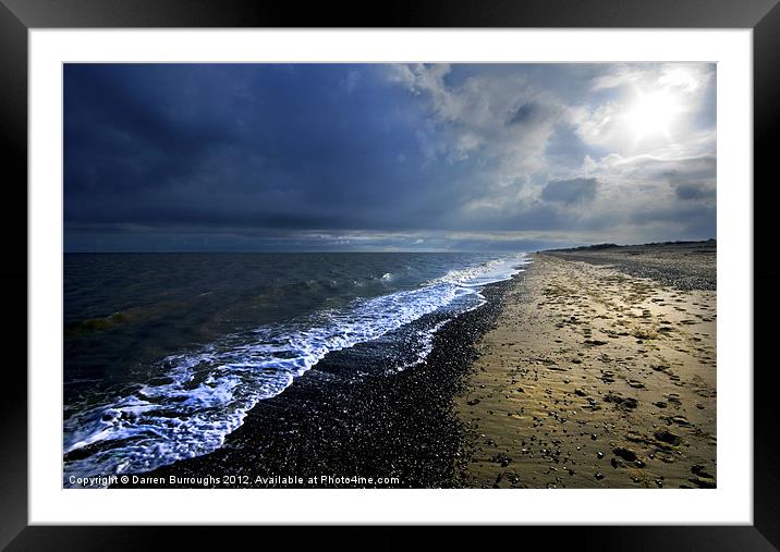 Sun Light On Dunwich Beach Framed Mounted Print by Darren Burroughs