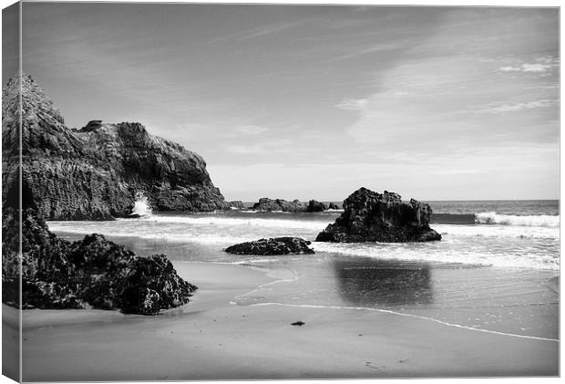 Lydstep Cavern Beach Pembrokeshire Canvas Print by paulette hurley