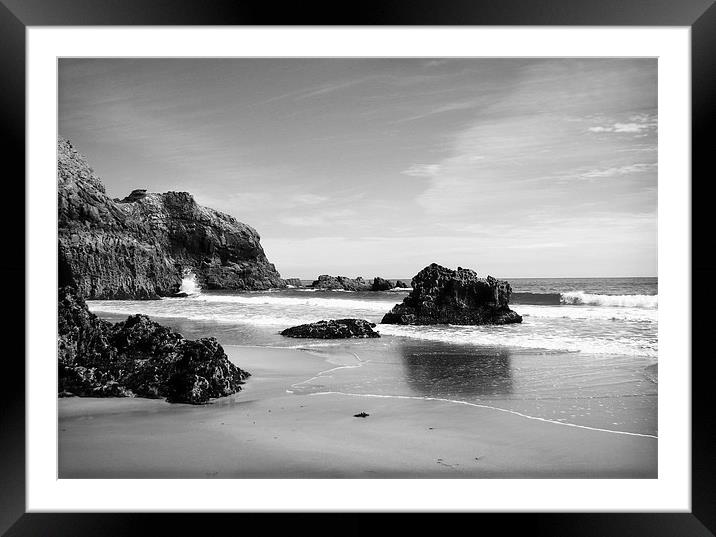 Lydstep Cavern Beach Pembrokeshire Framed Mounted Print by paulette hurley
