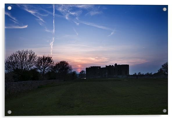 Carew Castle at Sunset Acrylic by Steve Purnell