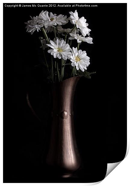 Daisies in window light Print by James Mc Quarrie