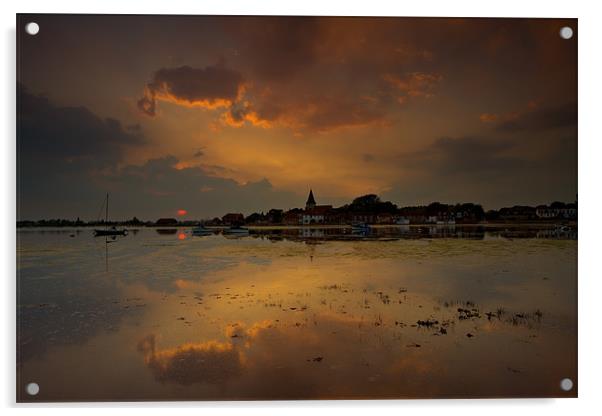 Bosham High Tide Sunset Acrylic by Ashley Chaplin