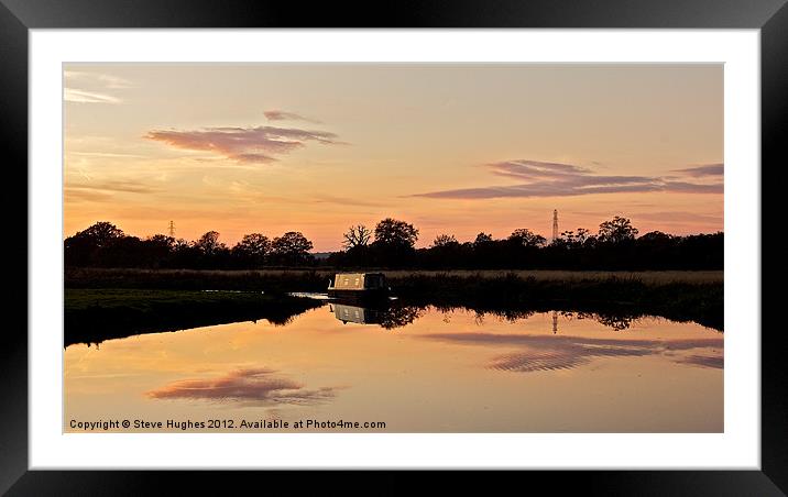 Narrow Boat Sunset Framed Mounted Print by Steve Hughes