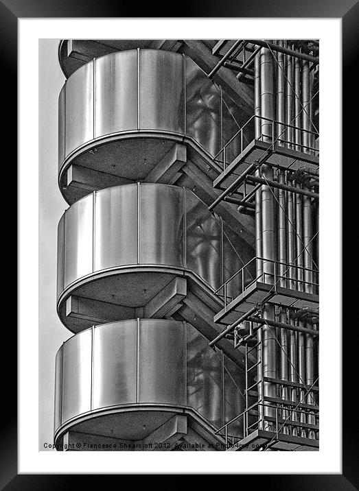 Abstract of Lloyds building, London Framed Mounted Print by Francesca Shearcroft