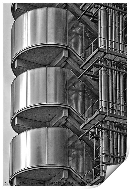 Abstract of Lloyds building, London Print by Francesca Shearcroft