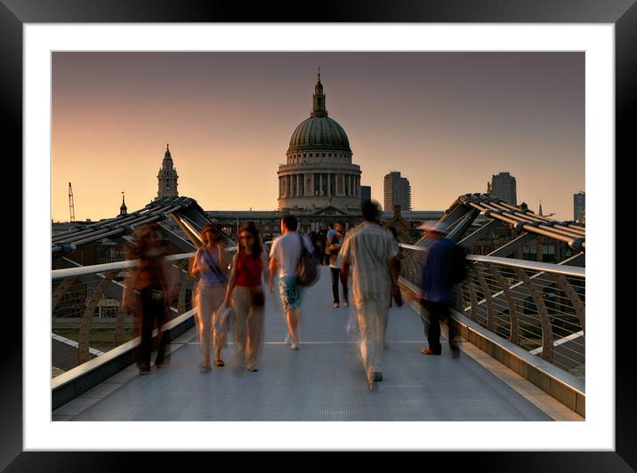 Millennium Bridge people Framed Mounted Print by Ashley Chaplin