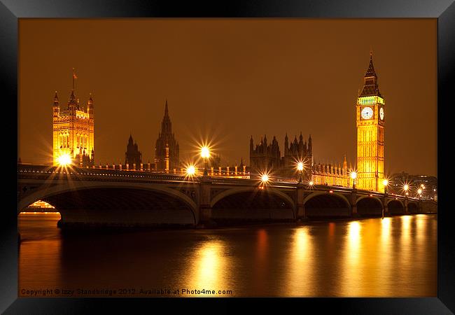Westminster Bridge, London, night. Framed Print by Izzy Standbridge