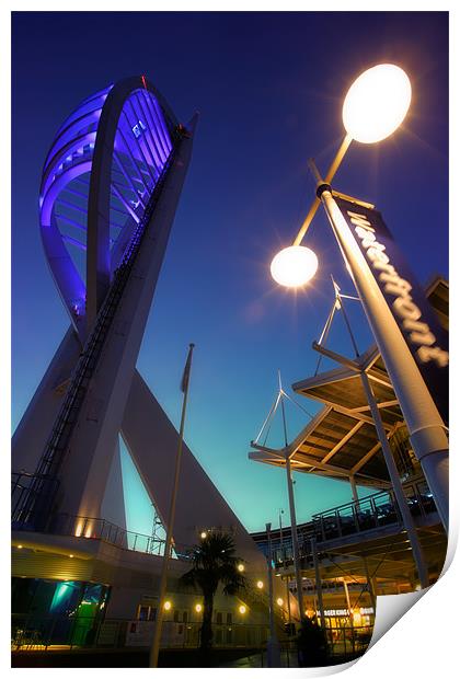 Portsmouths Spinnaker Tower Illuminated at dusk Print by Ashley Chaplin