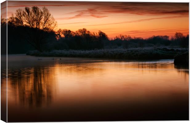 Cold Sunrise at Coltishall Canvas Print by Stephen Mole