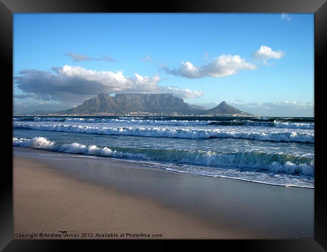 Table Mountain, Cape Town, Bloubergstrand Framed Print by Andrew Vernon
