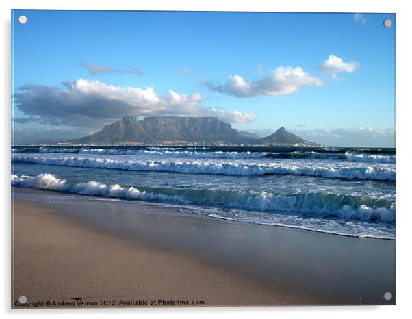 Table Mountain, Cape Town, Bloubergstrand Acrylic by Andrew Vernon