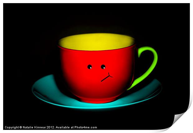 Funny Wall Art - Bashful Colourful Teacup Print by Natalie Kinnear