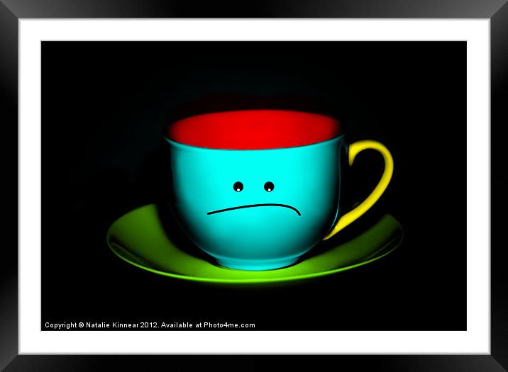 Funny Wall Art - Peeved Colourful Teacup Framed Mounted Print by Natalie Kinnear