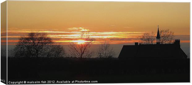 SUNSET BEHIND ASHLEY PRIMARY SCHOOL Canvas Print by malcolm fish