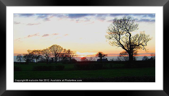 SUNSET OVER CHESHIRE Framed Mounted Print by malcolm fish