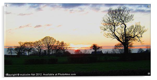 SUNSET OVER CHESHIRE Acrylic by malcolm fish