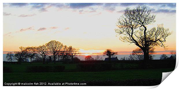 SUNSET OVER CHESHIRE Print by malcolm fish