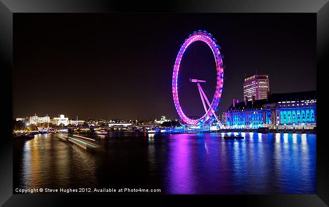 The EDF London Eye At Night Framed Print by Steve Hughes