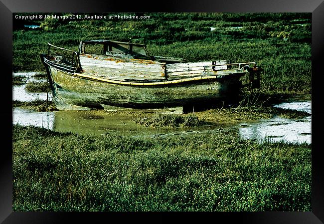 Old Boat Stranded in Mud Framed Print by JG Mango