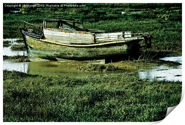 Old Boat Stranded in Mud Print by JG Mango