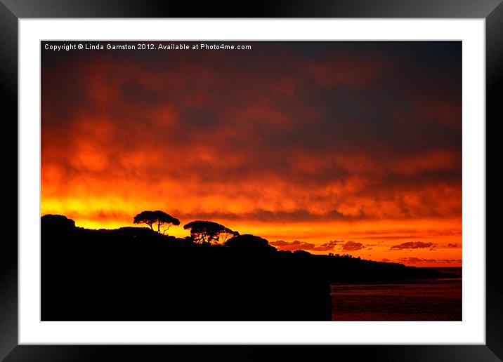 Sunset on Sorrento Peninsula, Italy Framed Mounted Print by Linda Gamston