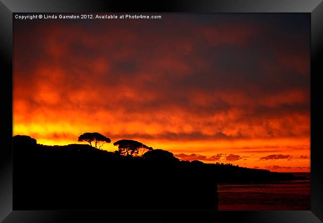 Sunset on Sorrento Peninsula, Italy Framed Print by Linda Gamston