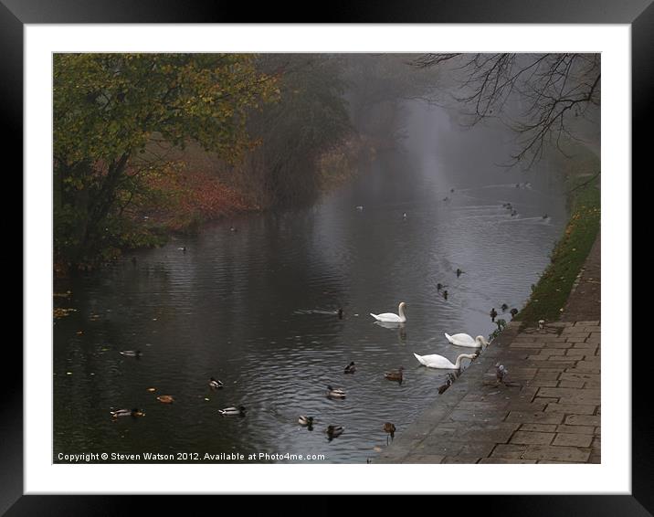 Canal on a Foggy Day Framed Mounted Print by Steven Watson