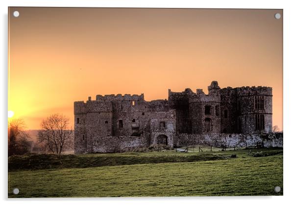 Sunset over Carew Castle Acrylic by Steve Purnell