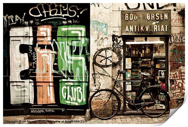 Copenhagen Bookshop Print by JG Mango