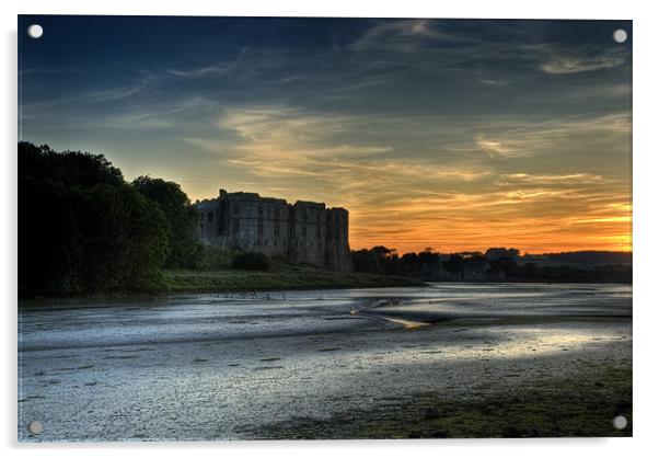 Carew Castle Pembrokeshire at Sunset Acrylic by Steve Purnell