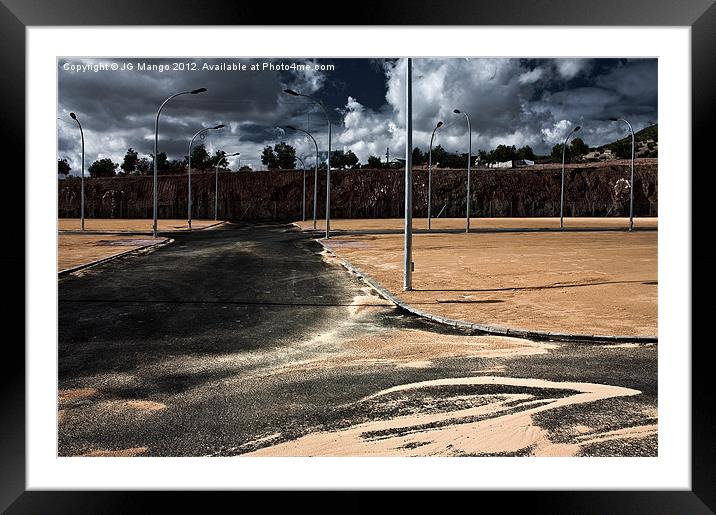 Empty Car Park in Algodonales Framed Mounted Print by JG Mango