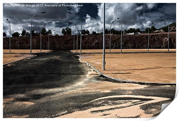 Empty Car Park in Algodonales Print by JG Mango