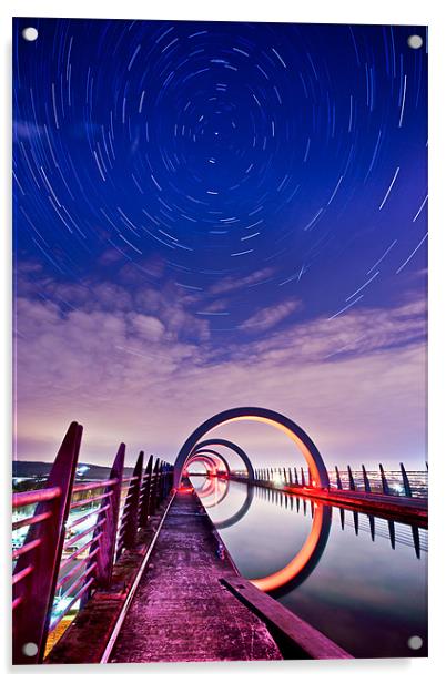 Falkirk Wheel Startrail Acrylic by Andrew Jack