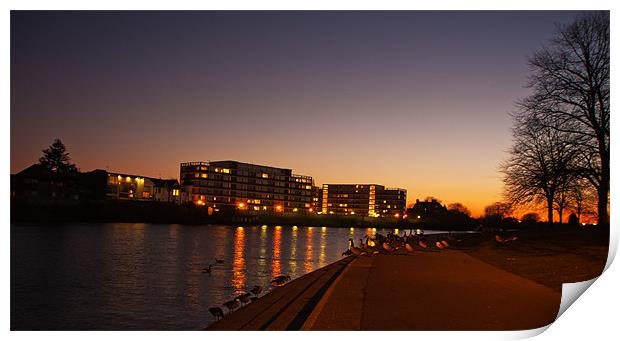 Embankment in the Sunset Print by Elaine Whitby