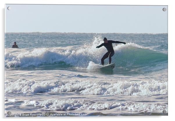 Cornish Surfing Acrylic by Brian Roscorla