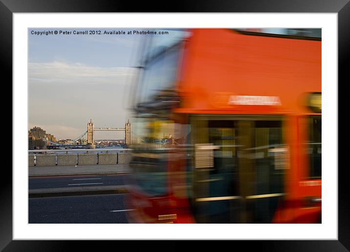 London Bus and Tower Bridge. Framed Mounted Print by Peter Carroll