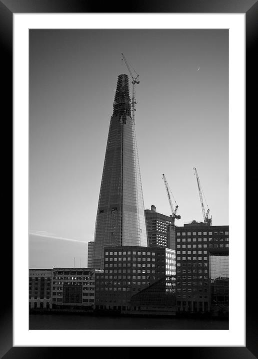 The Shard Tower Mono Framed Mounted Print by Peter Carroll
