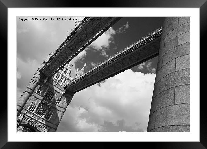 Tower Bridge London Mono. Framed Mounted Print by Peter Carroll