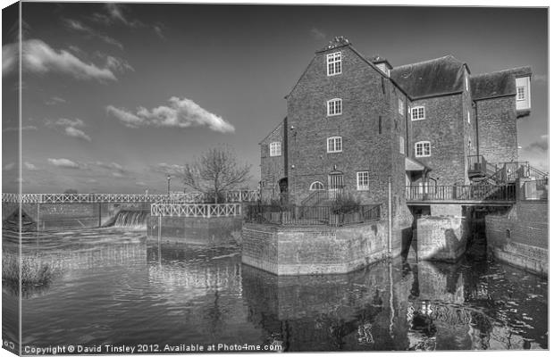 Abbey Mill In Monochrome Canvas Print by David Tinsley