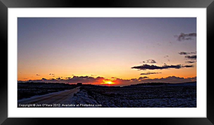 SNOWY ROAD TO SUNRISE Framed Mounted Print by Jon O'Hara