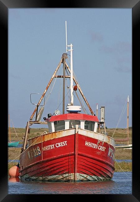 Fishing boat at Brancaster Framed Print by Kathy Simms