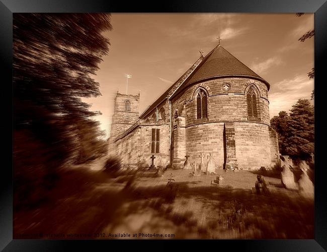 Flying in the Churchyard Framed Print by michelle whitebrook