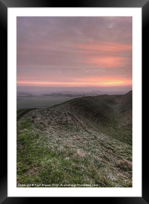 Sunrise over Maiden Castle Framed Mounted Print by Paul Brewer